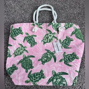 Tommy Bahama Pink and Green Turtle Tote